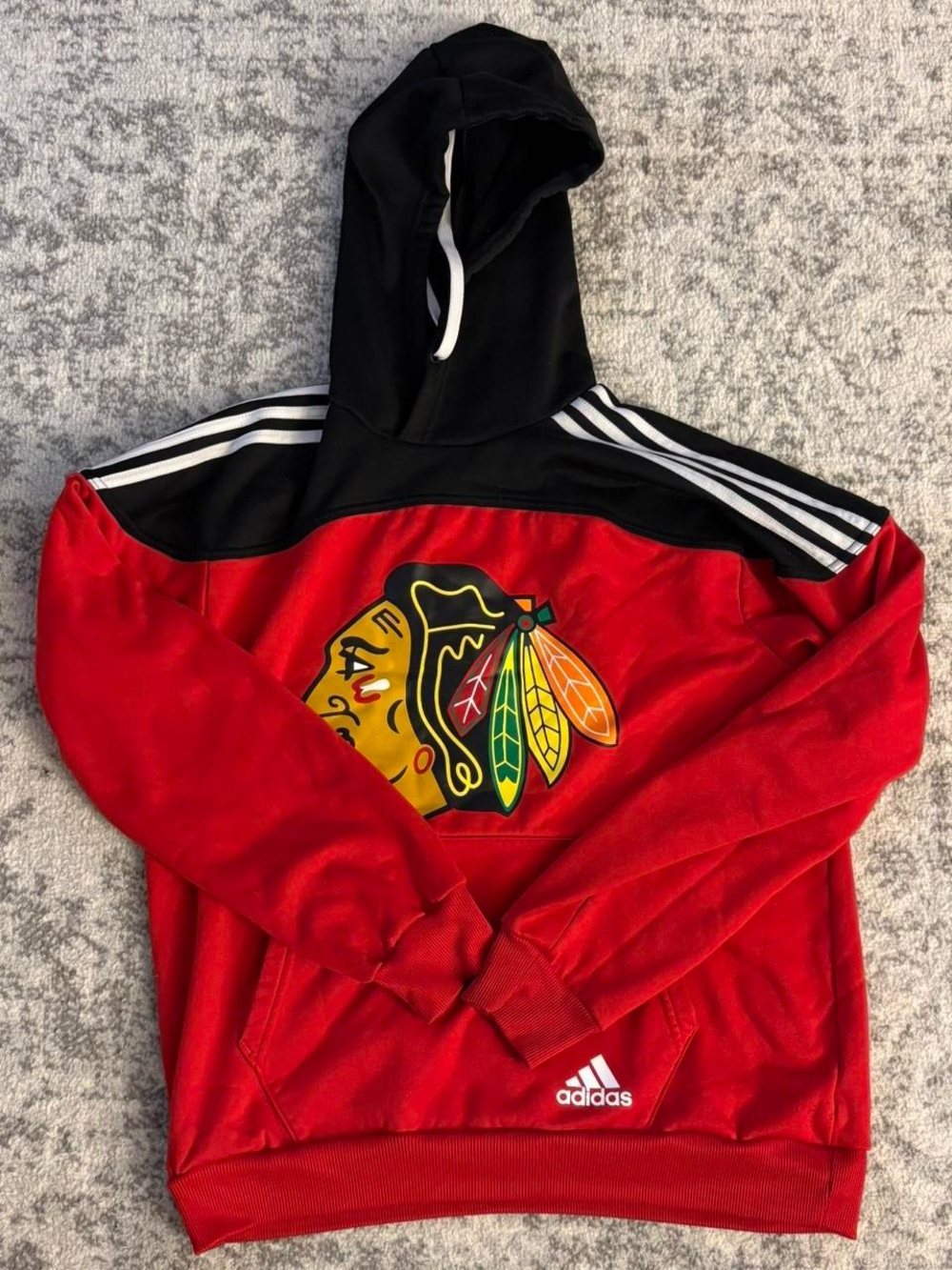 Adidas Chicago Blackhawks Red and Black Hoodie Size Small
